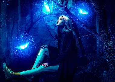 Magical forest night