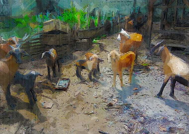 goat farm watercolor