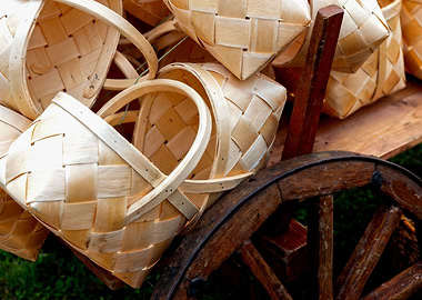 Wicker Baskets On A Cart