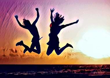 Happy Jumping Couple 1