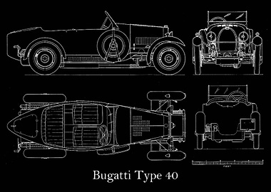 Bugatti Type 40 Blueprint