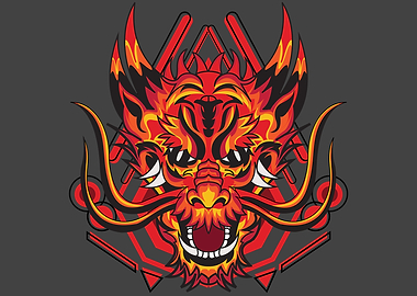 Red dragon white fangs