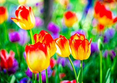 Group Of Yellow Tulips