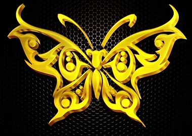 Butterfly Golden 3D