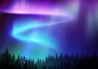 Aurora Synthwave space art