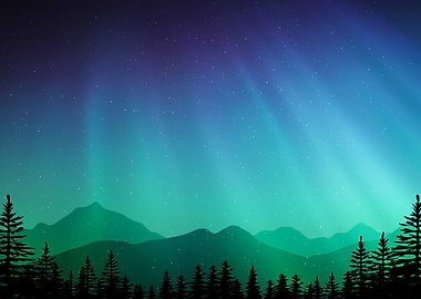 Aurora Synthwave space art