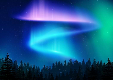 Aurora Synthwave space art