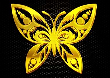 Butterfly Golden 3D