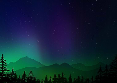 Aurora Synthwave space art