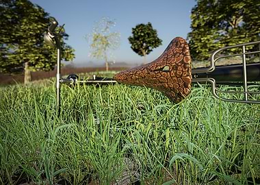 Bicycle lying in the grass