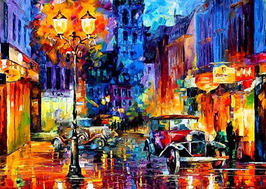 Car street Leonid Afremov