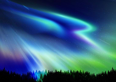 Aurora Synthwave space art