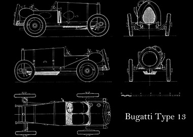 Bugatti Type 13 Blueprint
