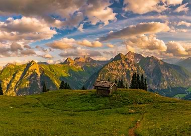 Golden hour in mountains