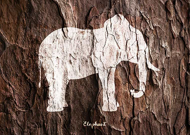 Elephant Wood Silhouette