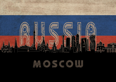 moscow skyline flag