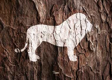 Lion Wood Silhouette