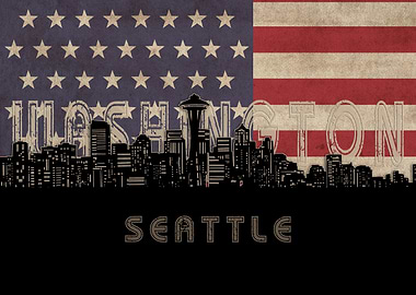 seattle skyline flag