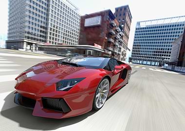 Red Sports Car Flying