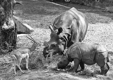 Rhino and a Deer