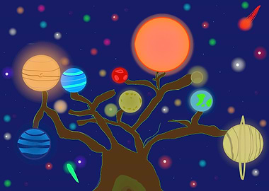 Universe Tree And Planets