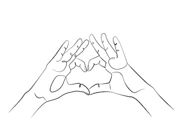hands heart sign line art
