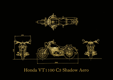 Honda VT1100 3 Shadow gold