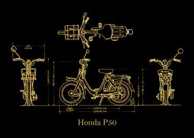 Honda P50 Blueprint gold