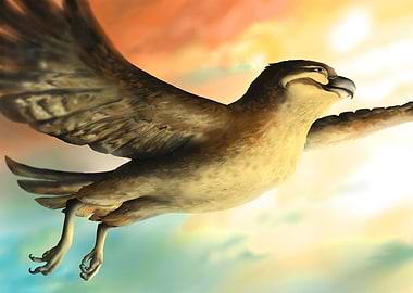 Falcon Flying in Sunset