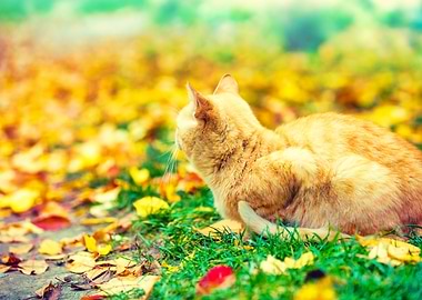 Kitten Cat Animal Autumn A