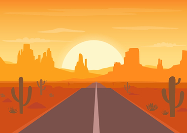 Road to desert landscape