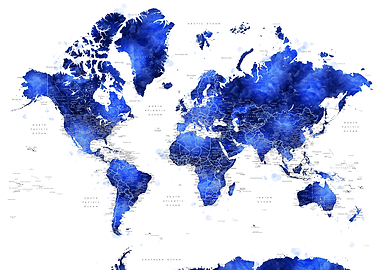 Cobalt blue world map