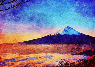 Watercolor Landscape Fuji