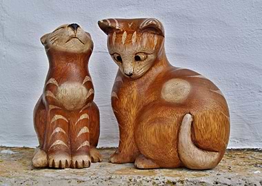 Couple of wooden cats