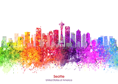 seattle color cityscape