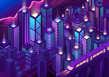 Neon Isometric sci-fi city