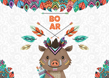 Nursery Art Tribal Boar