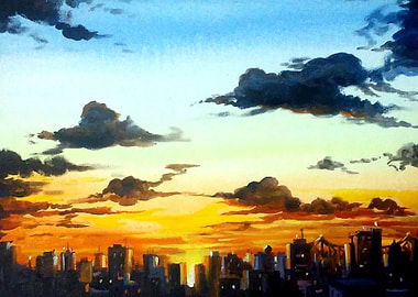 Sunset Cloudy City