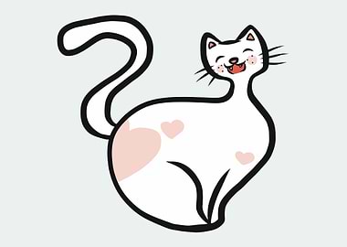 Cute white cat smile