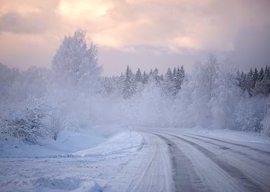 Winter road landscape
