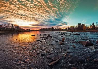 Dramatic Sunset By a River