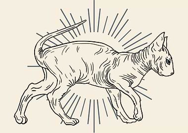 Glowing Cat Minimal Art