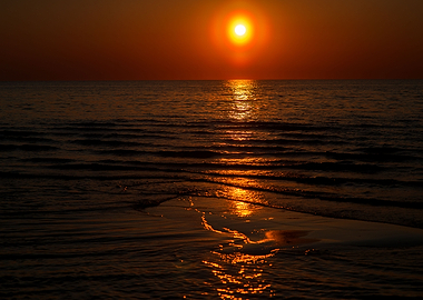 Beach sand during sunset