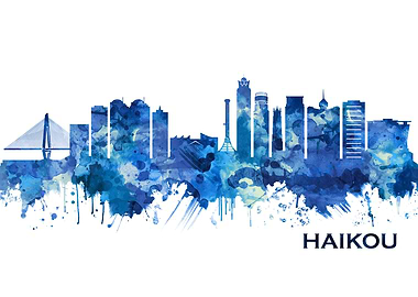 Haikou China Skyline Blue