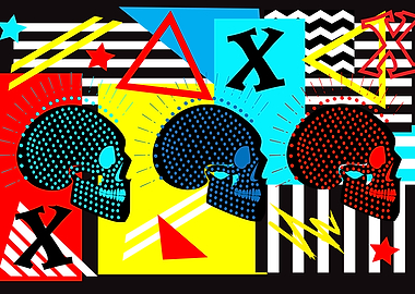 Neon punk skull on vivid c