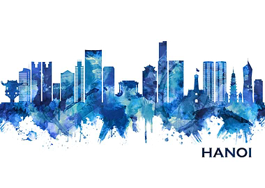 Hanoi Vietnam Skyline Blue