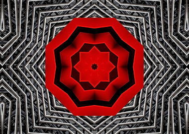 Red Grey Ninja Abstract