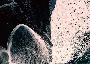 Black sand beach tide