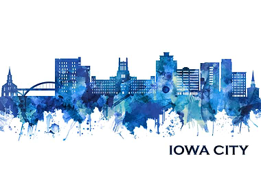 Iowa City Skyline Blue