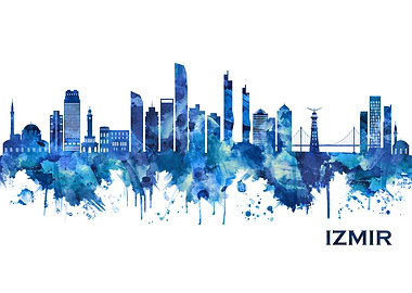 Izmir Turkey Skyline Blue